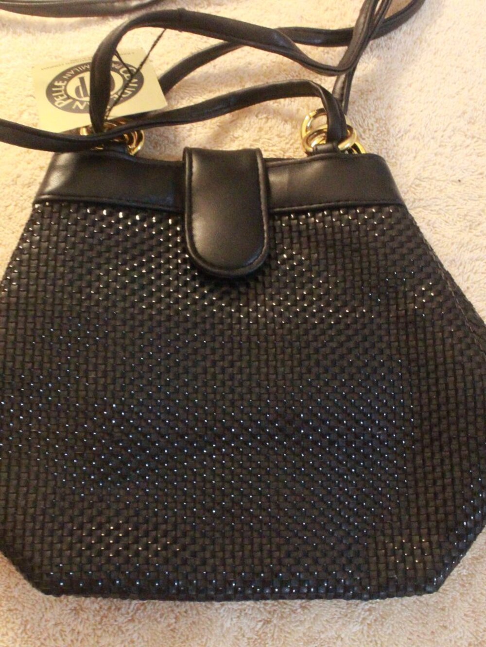 Claude Van Pelle Black Woven Shoulder Bag